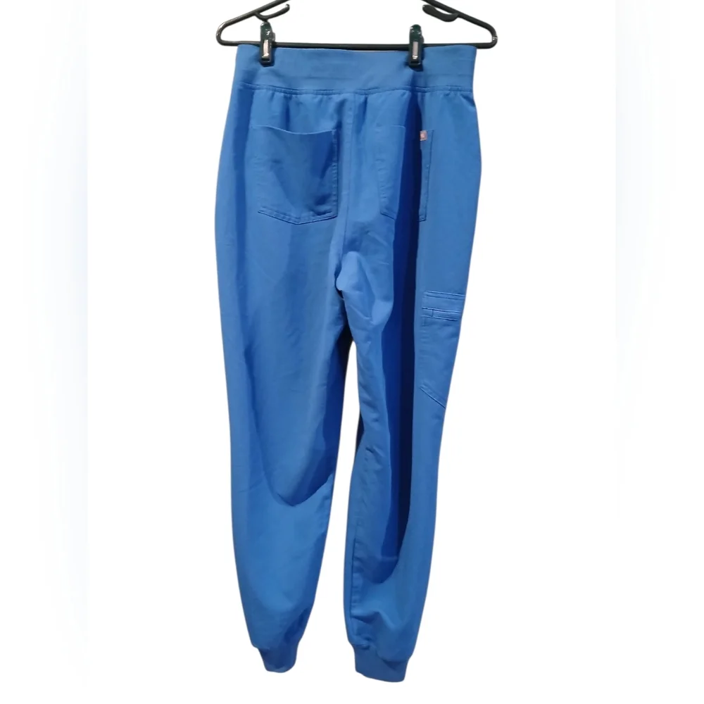 Figs Scrub Pants Blue Drawstring Jogger Zip Pockets Womans Mens size Medium